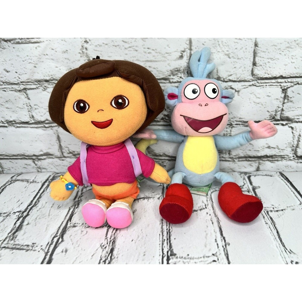 Dora the Explorer DORA & BOOTS Set  10" Plush Stuffed Animal 2002
